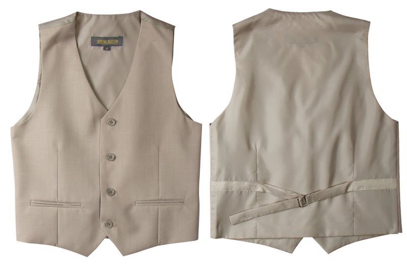 Spring Notion Big Boys' 2-Piece Vest Suit Set Tan 14 Vest and Pants - Image 3